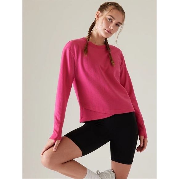 ATHLETA Solitude Sweatshirt In Tulip Pink Heather - Picture 1 of 5